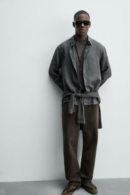 CAMISA REGULAR FIT 100% LINO / Gris antracita - Zara фото 6