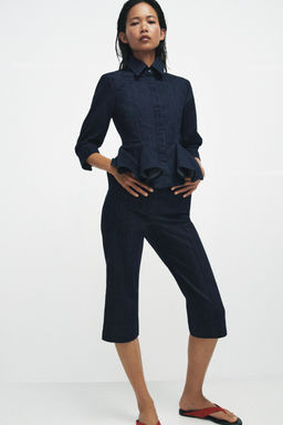 CAMISA DENIM PEPLUM ZW COLLECTION / Azul - Zara фото 5