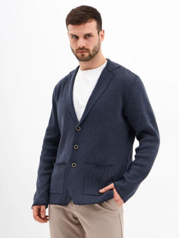 Кардиган мужской GREG G136-KF- полоса 1*1 (т.синий меланж 630/530)  фото 4