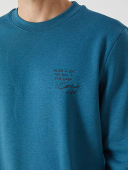 Bisiklet Yaka Uzun Kollu Bask?l? Erkek Sweatshirt