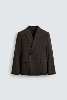 DOUBLE-BREASTED WOOL BLEND SUIT BLAZER - Zara фото 7