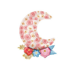 Цена за 2 шт. Воздушный шар фольгированный 35" «Луна в цветах», фигура