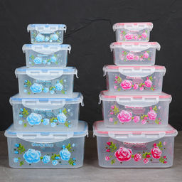 Салатник квадратный 5 штук Цветы / FD89 /уп 48/ - Галеонтрейд фото 8