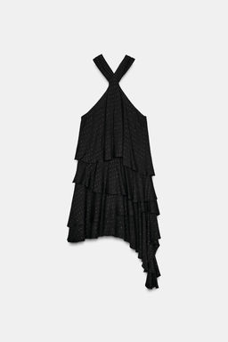 METALLIC THREAD HALTER DRESS - Zara фото 8