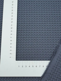 Вафельное премиум-полотно Italy цв.Темно-серый с синим оттенком, ш.1.5м, хлопок-100%, 240гр/м.кв - Купава фото 3