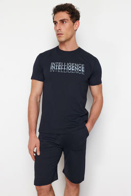 TRENDYOL MAN Gri Regular Fit Bisiklet Yaka Orme Sortlu Pijama Tak?m? TMNSS24PT00046 - Trendyolmilla фото 2