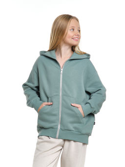 Толстовка с начесом оверсайз на молнии 22-5609 мятный