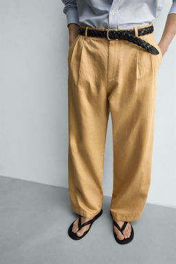 PANTAL?N CHINO STRAIGHT FIT ALGOD?N - LINO / Beige - Zara фото 6