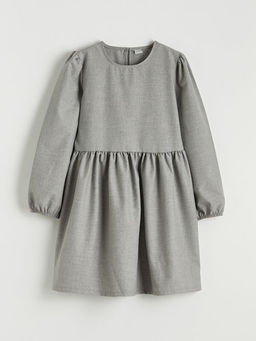 Uzun Kollu Belden B?zg?l? K?z ?ocuk Elbise