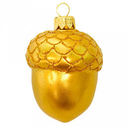 Елочная игрушка фигурка стеклянная "Желудь" д6см, h8см, ручная художественная роспись, подарочная упаковка (Россия)