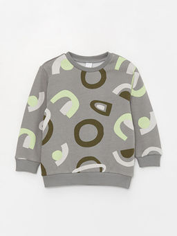 Bisiklet Yaka Uzun Kollu Bask?l? Erkek Bebek Sweatshirt