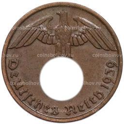 Монета 2 рейхспфеннига 1939 года J Германия