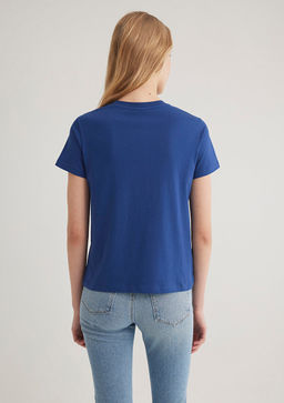 Miav Bask?l? Lacivert Tisort - Mavi фото 4