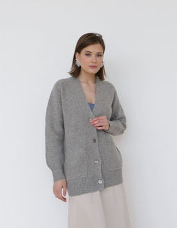 Джемпер из 100% шерсти серый 5W04012