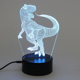 Цена за 2 шт. Светильник ночник "3D-Динозавр" на пластиковой подставке, с включателем USB