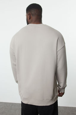 TRENDYOL MAN Gri Oversize/Genis Kesim Yaz? Bask?l? Buyuk Beden Sweatshirt TMNAW25AO00026 - Trendyolmilla фото 5
