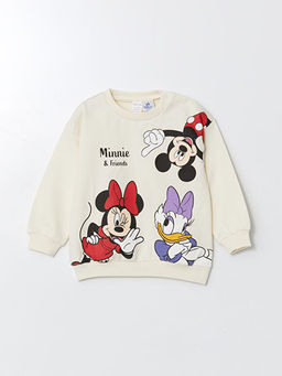 Bisiklet Yaka Minnie Mouse Bask?l? K?z Bebek Sweatshirt ve E?ofman Alt 2li - Waikiki фото 2
