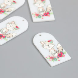 Цена за 4 шт. Декор для творчества акрил Енотик в цветах, 0.2?2.1?3.9 см