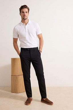 Siyah Straight Boru Pa_a Mevsimlik Erkek Dokuma Pantolon TMNSS26PL00013