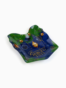 Блюдо новогоднее плоское в форме подарка «Волшебного года», 15.1×17.3 см