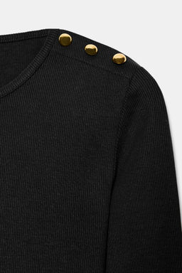 RIBBED T-SHIRT WITH BUTTONS - Zara фото 7
