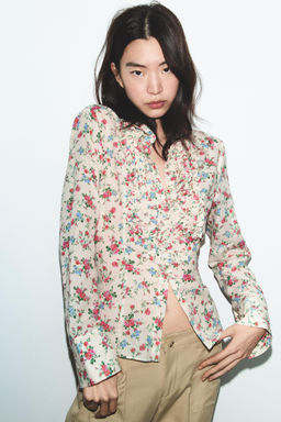 CAMISA ESTAMPADO FLORES VOLANTES / ?nico