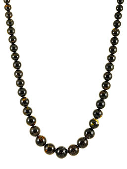 Янтарные бусы Черный полированный метеорит