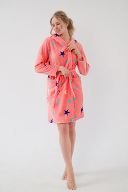 Халат женский из ультрасофта Нежность коралл