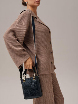 Сумка кожаная кросс-боди Deboro 30347 синий/стоун