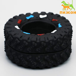 Игрушка пищащая Покрышка для собак, 8 см, чёрная