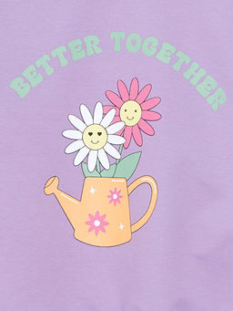 Bisiklet Yaka Bask?l? K?z Bebek Sweatshirt