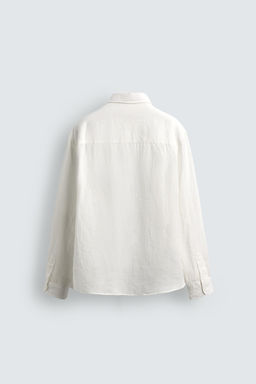 CAMISA RELAXED FIT 100% LINO BOLSILLOS / Blanco roto - Zara фото 7
