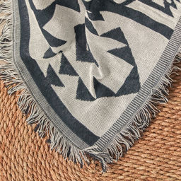 Плед с бахромой «Этель. Этника», 130×180 см, серый