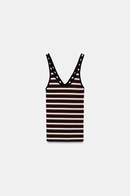 TOP TIRANTES RAYAS / marron/blanco - Zara фото 6