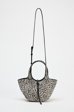 LEATHER ANIMAL PRINT MINI SHOPPER BAG - Zara фото 8