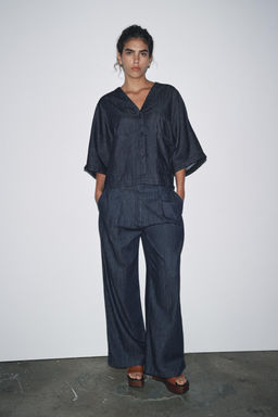 ZARA WOMAN COLLECTION RELAXED DENIM SHIRT