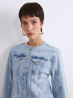 Bisiklet Yaka Kad?n Jean Ceket