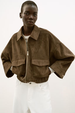 CAZADORA EFECTO ANTE / Khaki oscuro - Zara фото 3