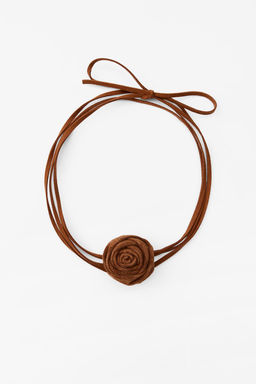 FAUX SUEDE CORD NECKLACE WITH FLOWER - Zara фото 3