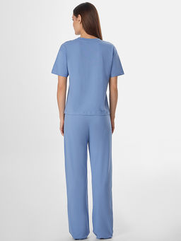 Комплект домашний женский синий с надписью