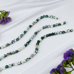 Бусины для украшений из Мохового агата (45 бусин) 38 см