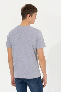 Мужская серая меланжевая базовая футболка с круглым вырезом - U.s. polo assn фото 5