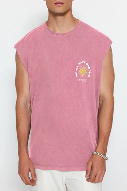 TRENDYOL MAN Gul Kurusu Oversize/Genis Kesim Soluk Efektli Yaz? Bask? %100 Pamuk T-Shirt/Atlet TMNSS23AL00009 - Trendyolmilla фото 14