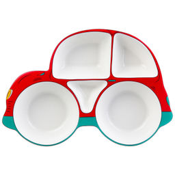 Тарелка 5 секций 28*19*3,6 см "Машина" красно-голубая, фарфор, NEW BONE CHINA