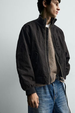 CRINKLED-EFFECT BOMBER JACKET - Zara фото 7