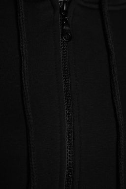 Siyah Oversize/Rahat Kesim Basic Kapusonlu Kal?n Ici Polarl? Orme Sweatshirt TWOAW24SW00188
