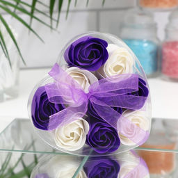 Мыльные розы, фиолетовые и белые, набор 9 шт.
