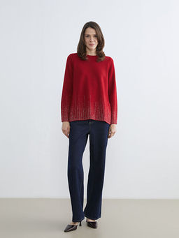 Bisiklet Yaka Desenli Kad?n Triko Kazak