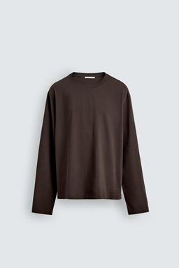 CAMISETA MERCERIZADA MANGA LARGA / Marr?n - Zara фото 7