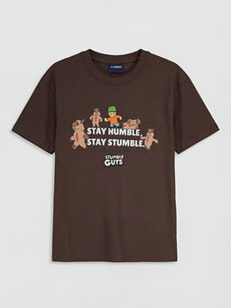 Bisiklet Yaka Stumble Guys Bask?l? Erkek ?ocuk Ti??rt